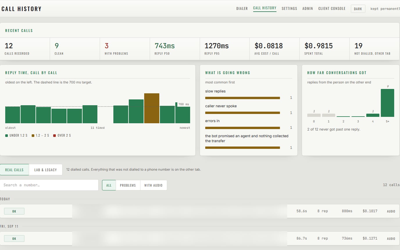 AI calling system product screenshot